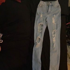 Fashion nova light “needing something jeans”